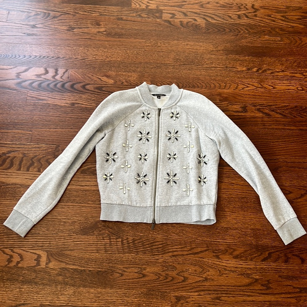 Banana Republic grey embellished sweater size M